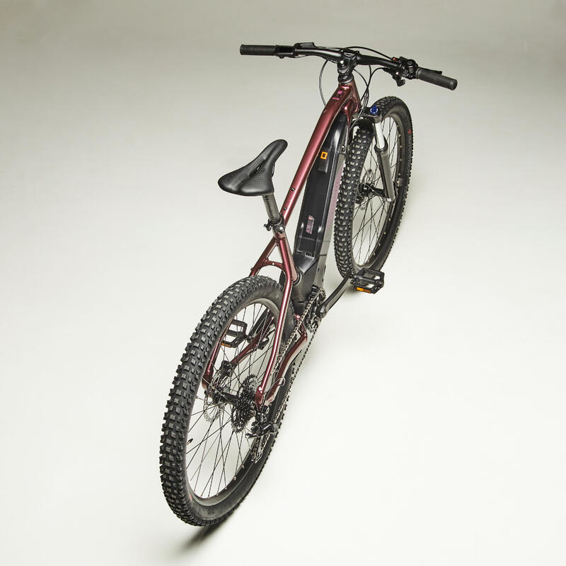 Bicicleta eléctrica de montaña 27,5 mujer Rockrider E-ST 500 burdeos