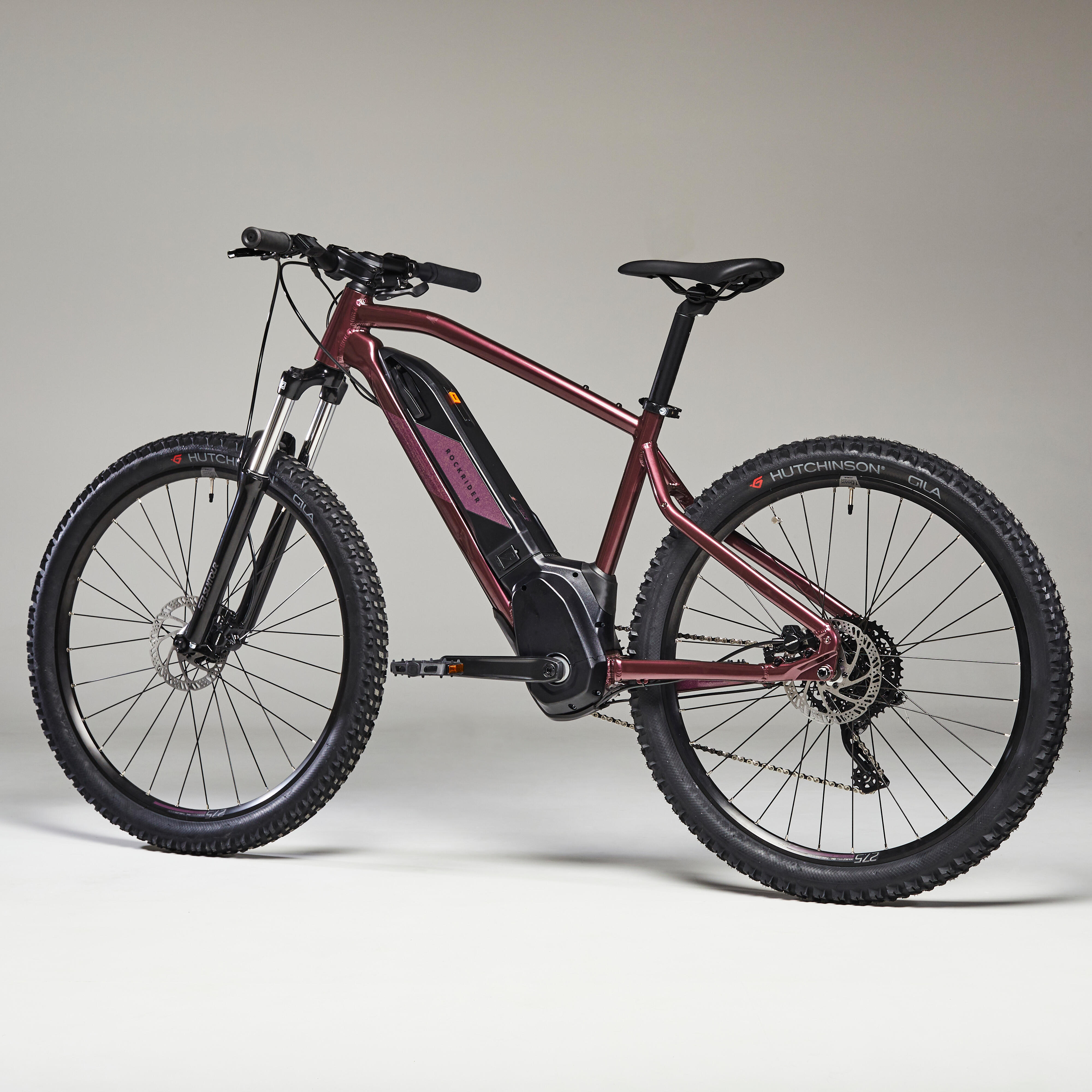 velo VTT electrique semi rigide 27 5 E ST 500 prune ROCKRIDER Decathlon