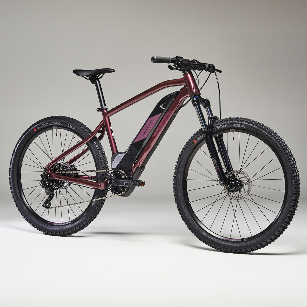 Elektrinis „hardtail“ kalnų dviratis „E-ST 500“, 27,5 col ratai, slyvų spalvos