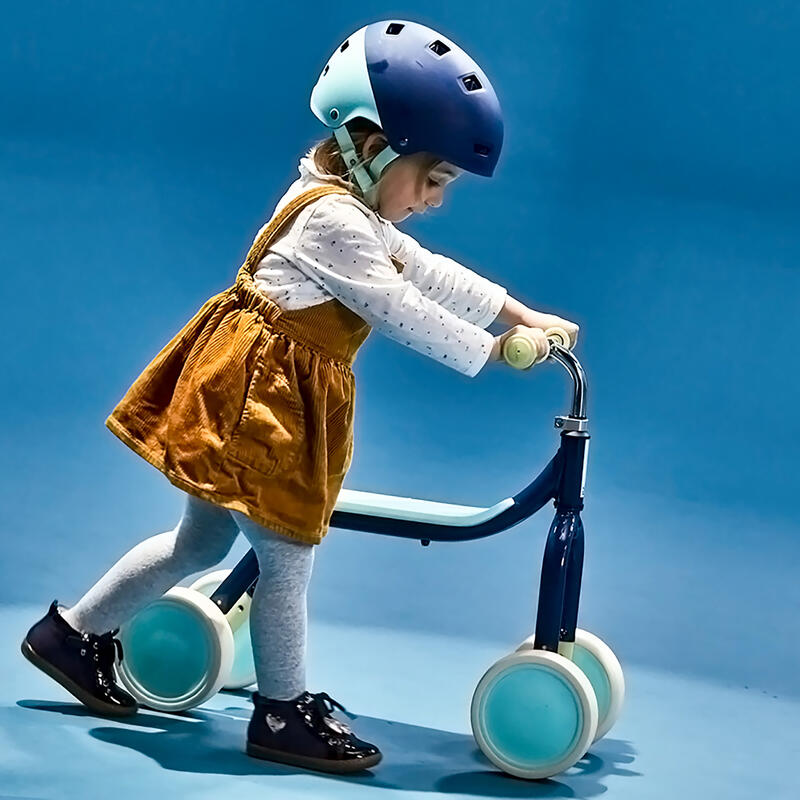 2-in-1 loopfiets blauw crèmewit