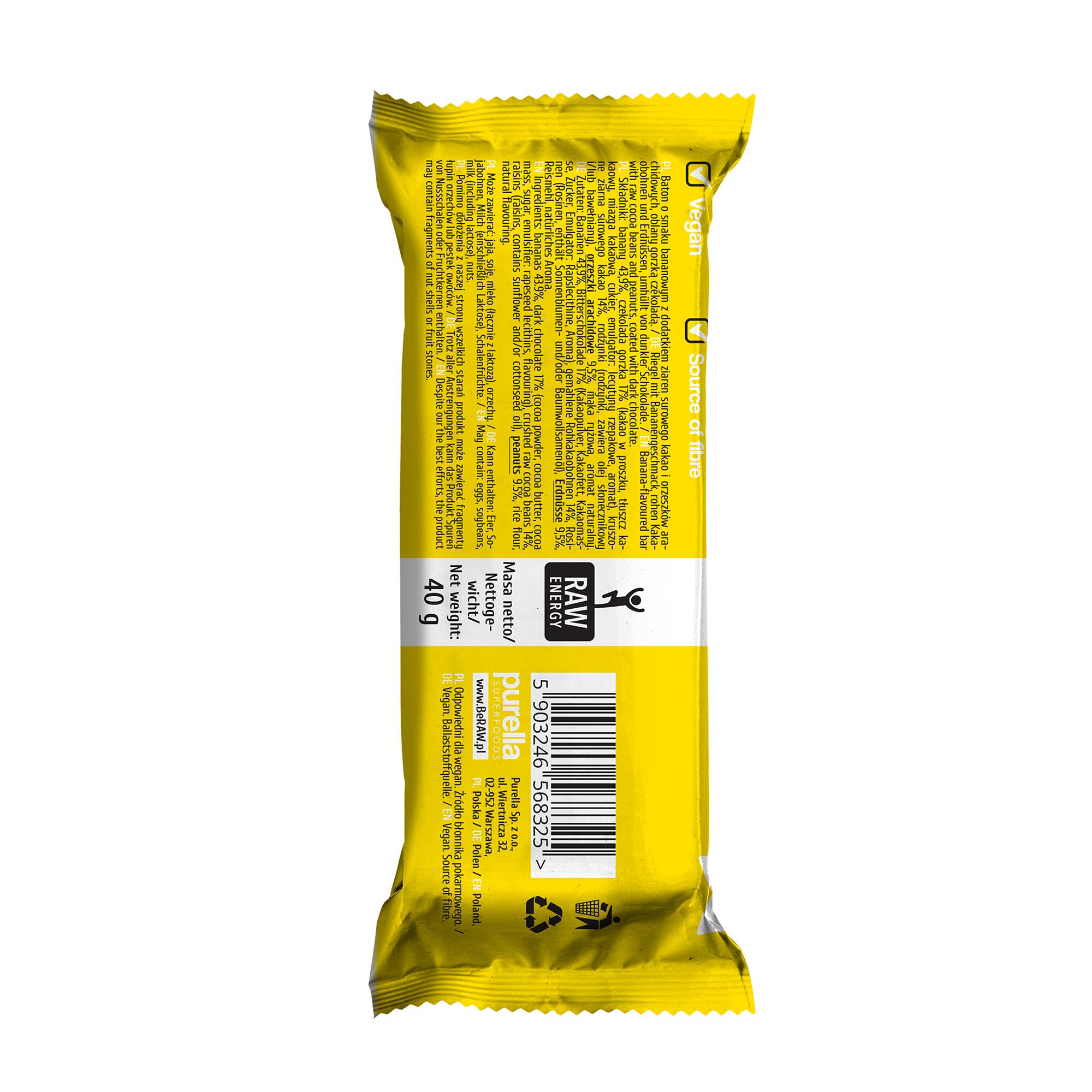 Baton BeRaw Energy Banana&Peanuts o smaku bananowym 40g 2/3