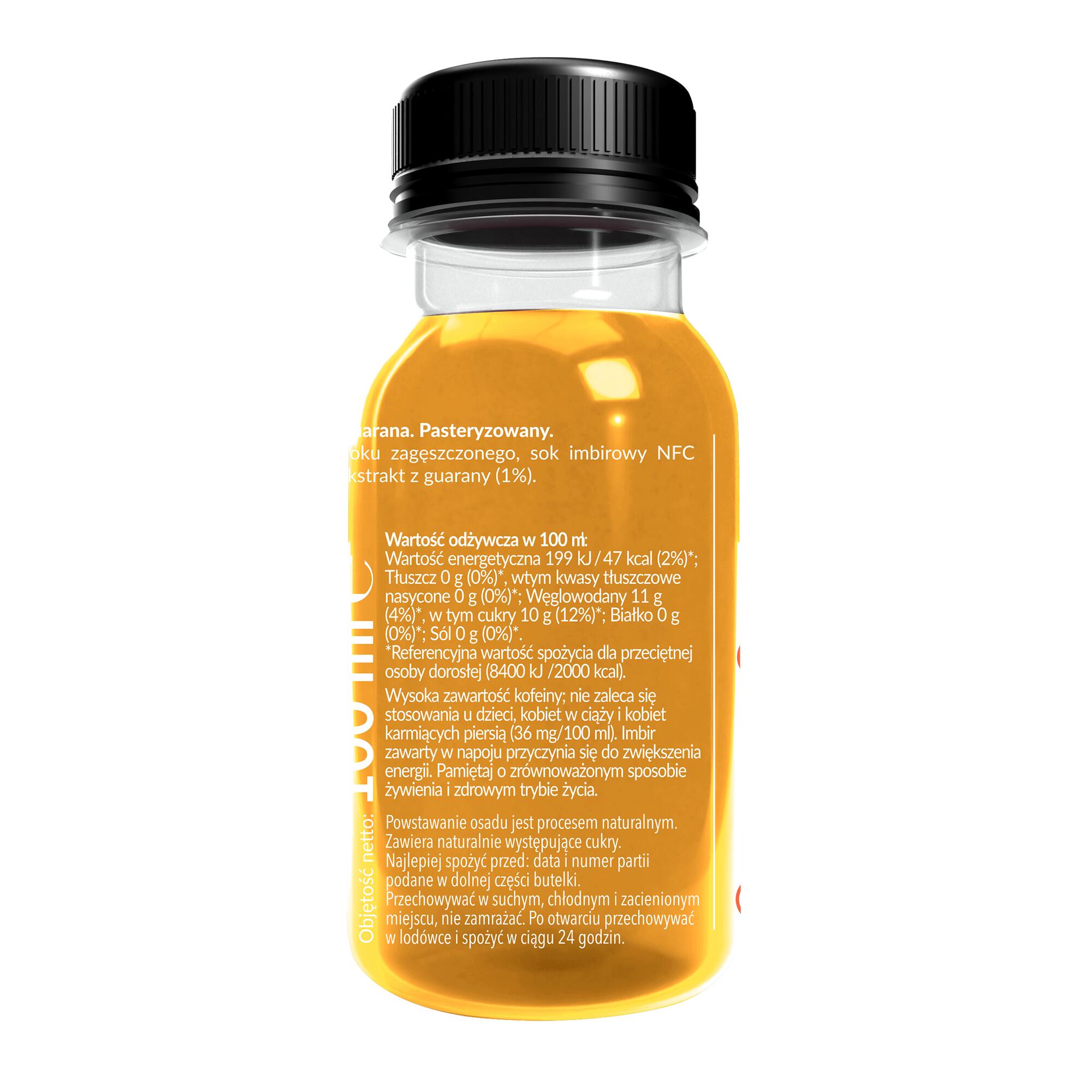 Purella SuperShot Energia 100ml. Napój niegazowany imbir + guarana. 2/3