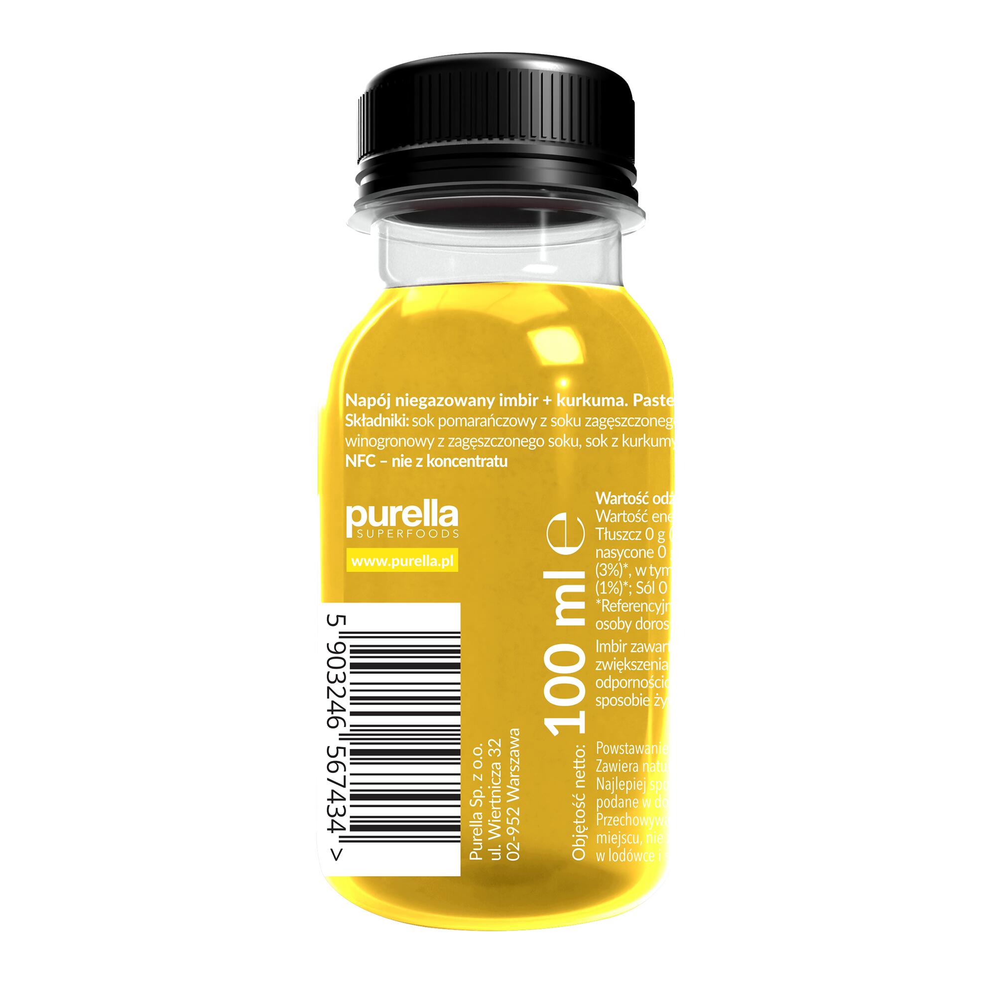 Purella SuperShot Odporność 100ml. Napój niegazowany imbir + kurkuma. 3/3