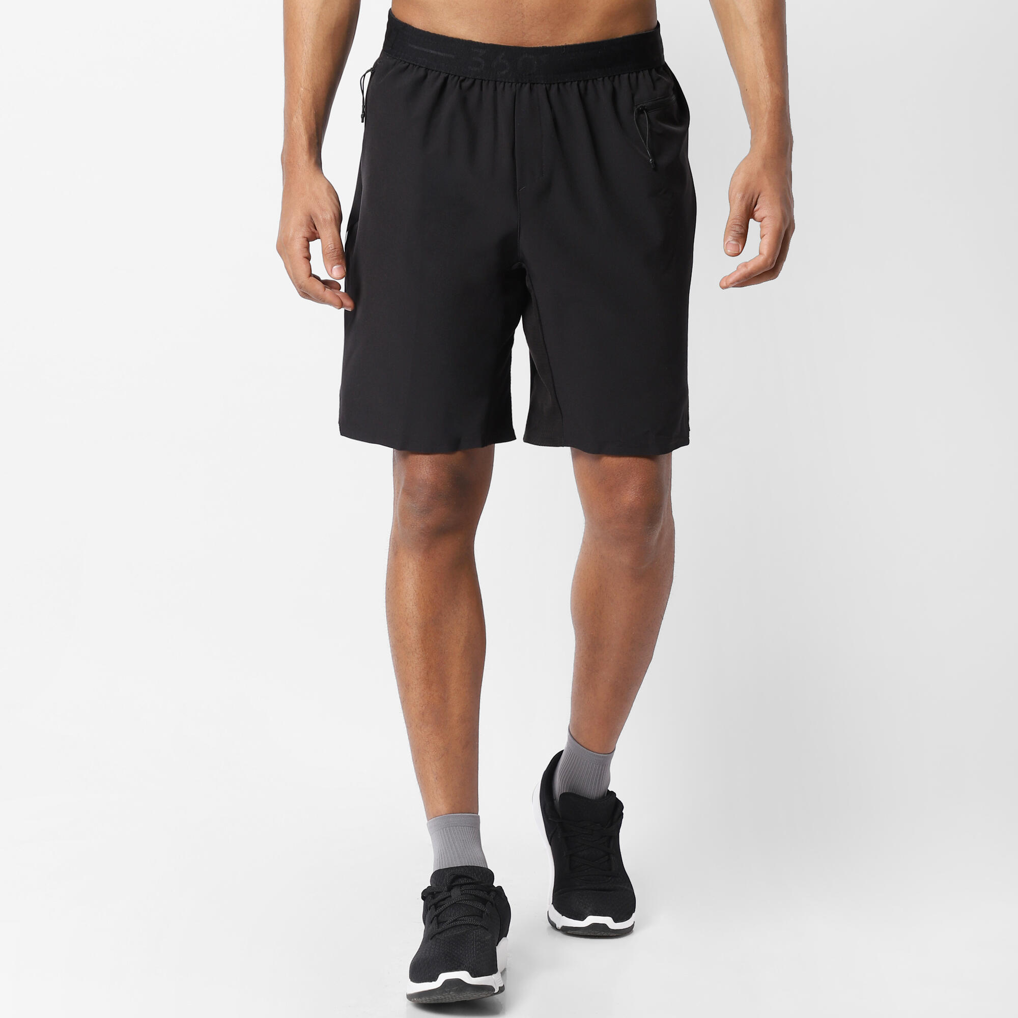 Men Gym Shorts Breathable With Zip Pocket Black