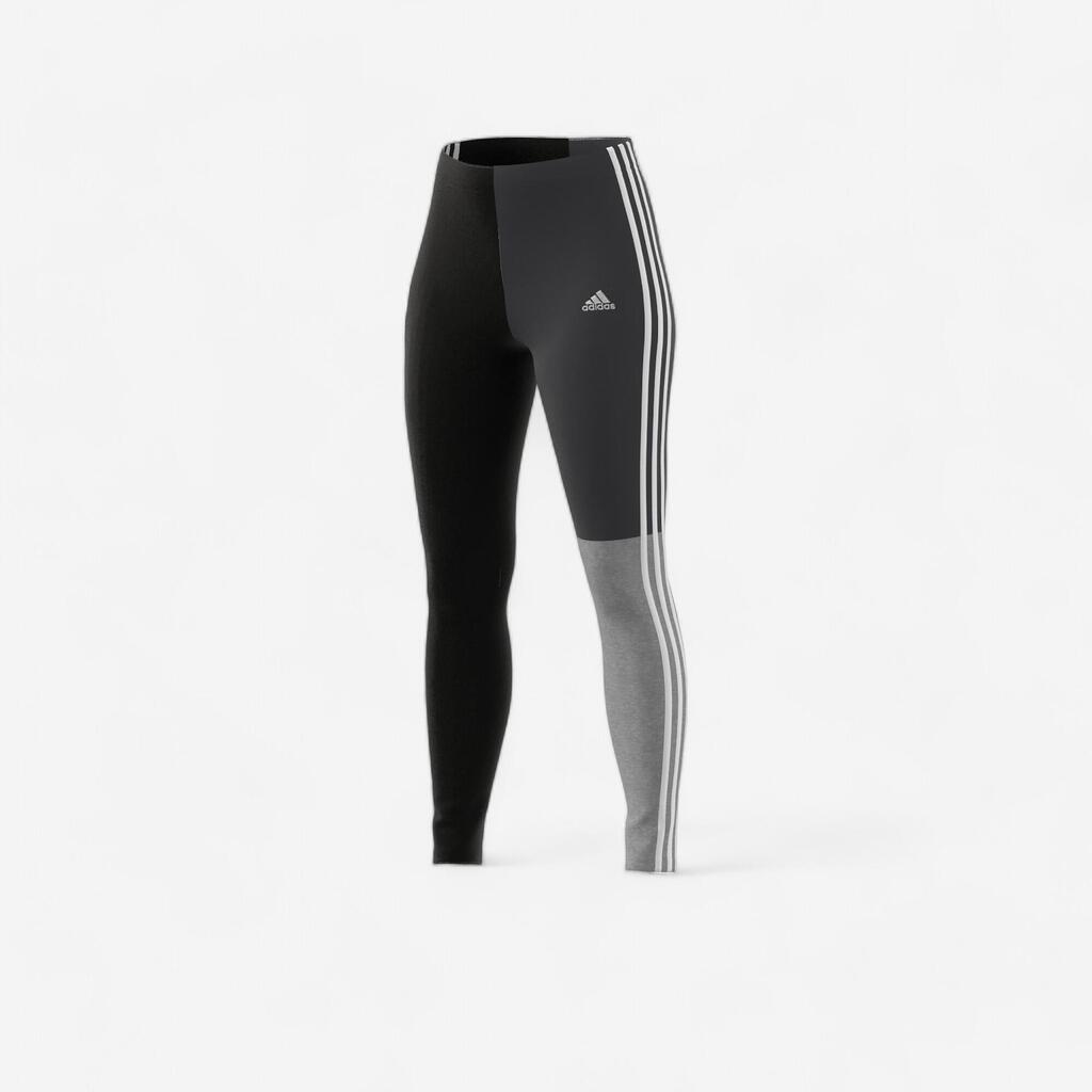 Women's Low-Impact Fitness Leggings - Black/Grey Colour Block