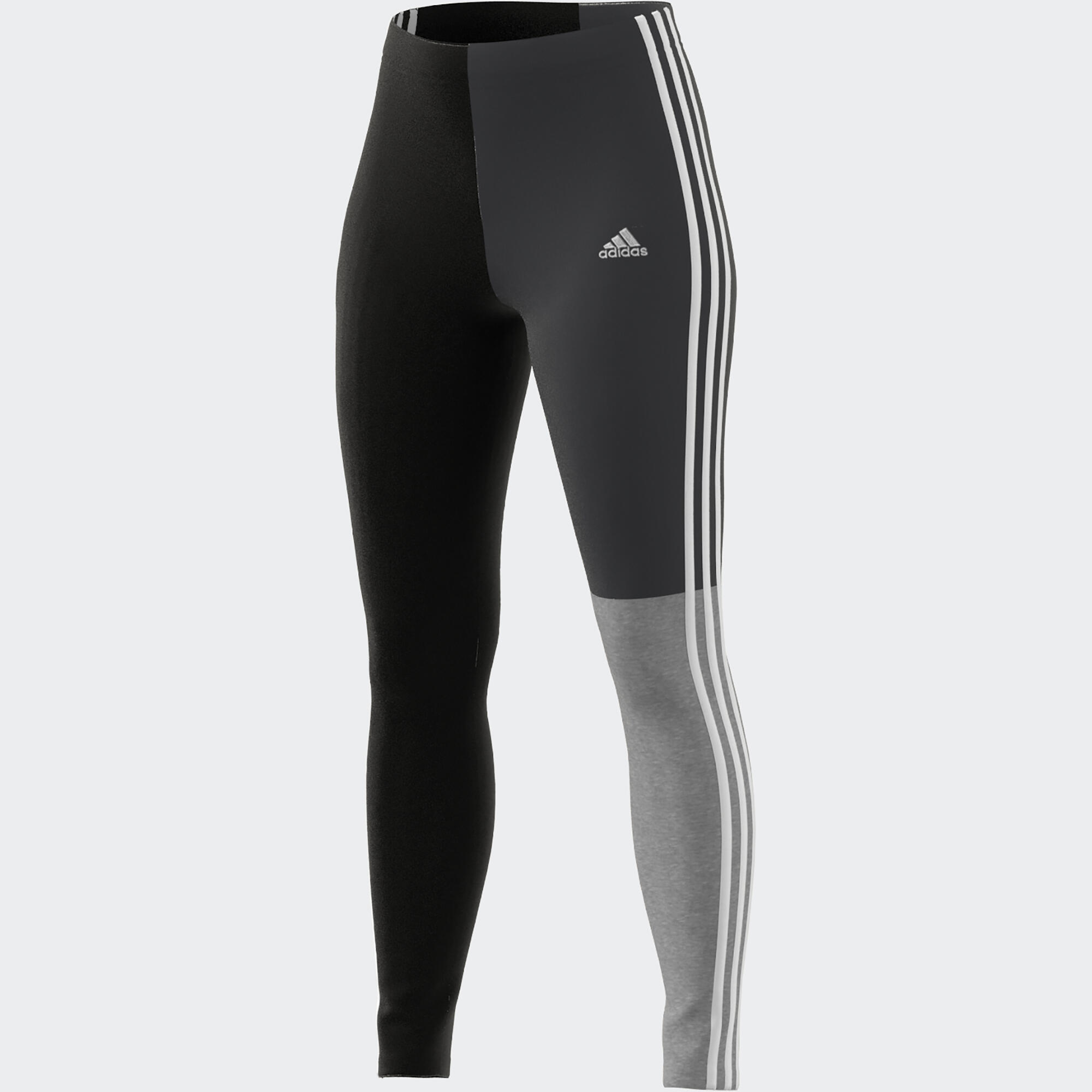 ADIDAS Women's Low-Impact Fitness Leggings - Black/Grey Colour Block