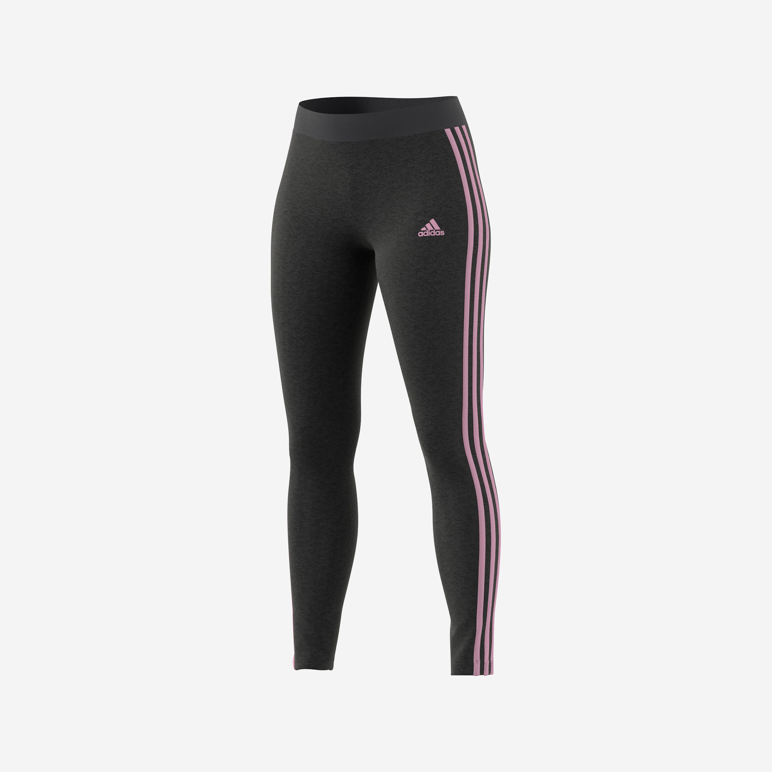 Women's Low-Impact Fitness Leggings - Grey/Pink ADIDAS