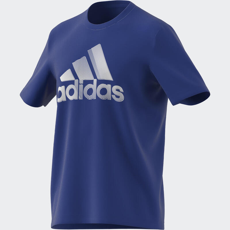 T-shirt uomo fitness Adidas regular cotone blu