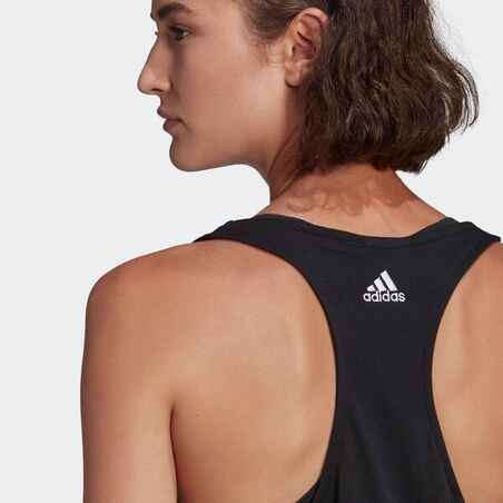 Γυναικείο αμάνικο μπλουζάκι γυμναστικής χαμηλής έντασης - Μαύρο