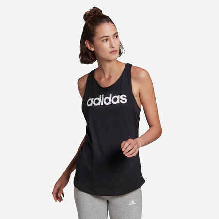 Γυναικείο αμάνικο μπλουζάκι γυμναστικής χαμηλής έντασης - Μαύρο