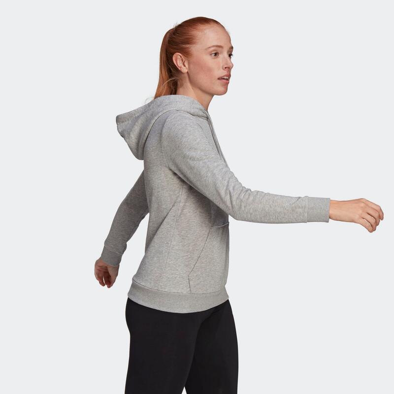 SWEAT A CAPUCHE DE FITNESS SOFT TRAINING LINEAR ADIDAS FEMME GRIS