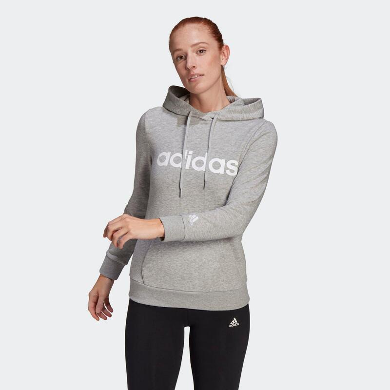 Sudadera Fitness Soft Training Linear Adidas Mujer Gris Capucha