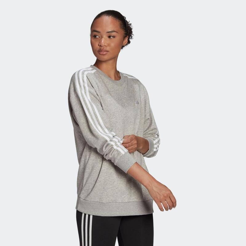 Sweater voor fitness en soft training dames grijs