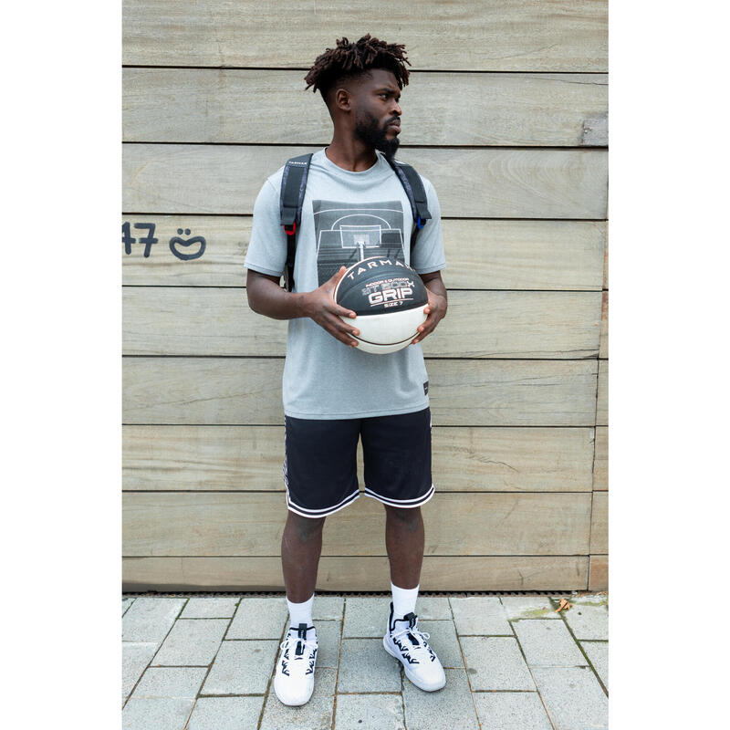 SHORT BASKETBALL REVERSIBLE HOMME/FEMME - SH500R GRIS NOIR