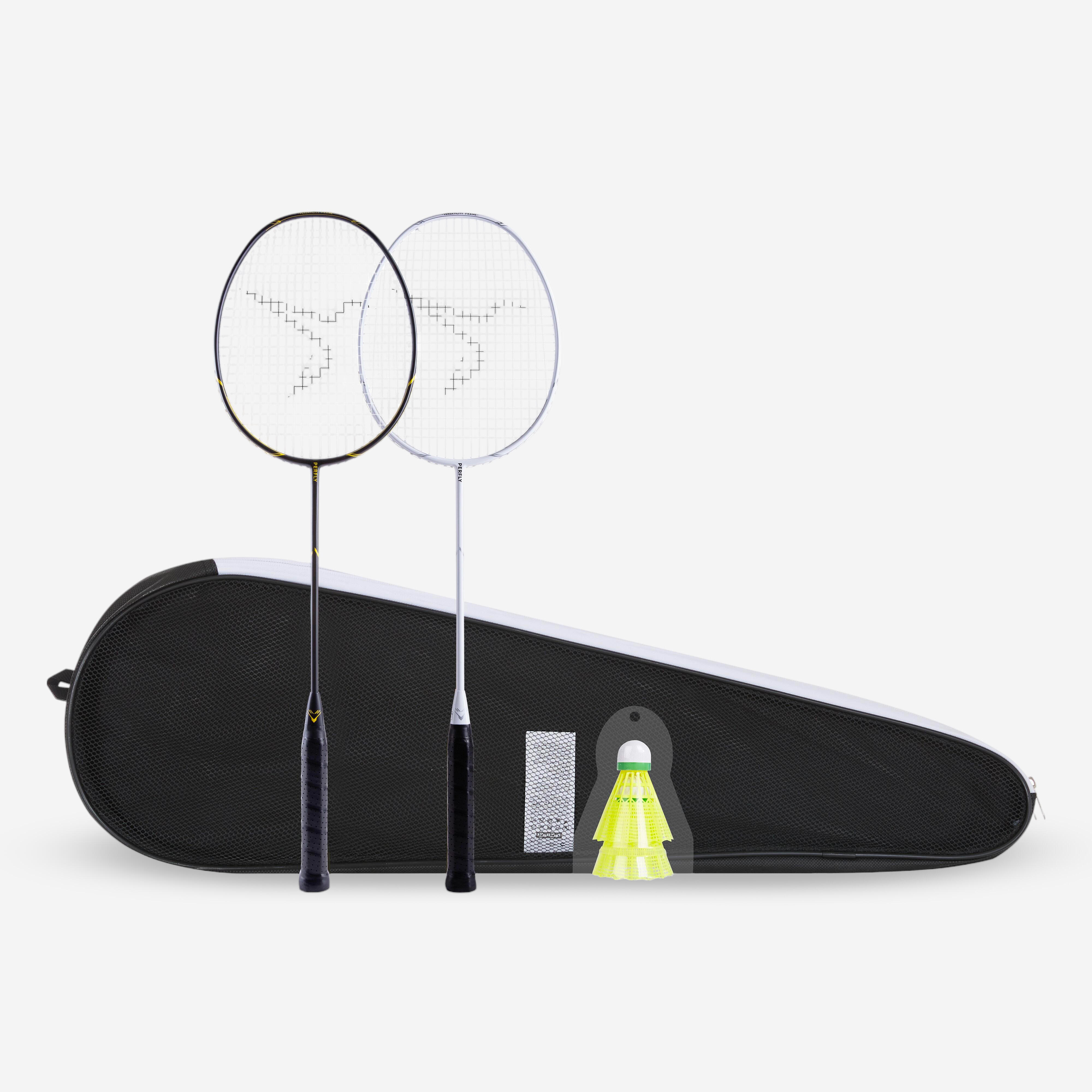 Raquete de badminton adulto br 500 set preto branco