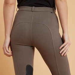 Women's Cotton Jodhpurs with Suede Patches - Brown