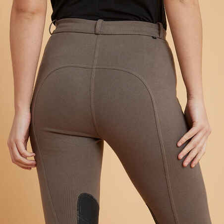 Women's Patch Horse Riding Jodhpurs 140 - Brown