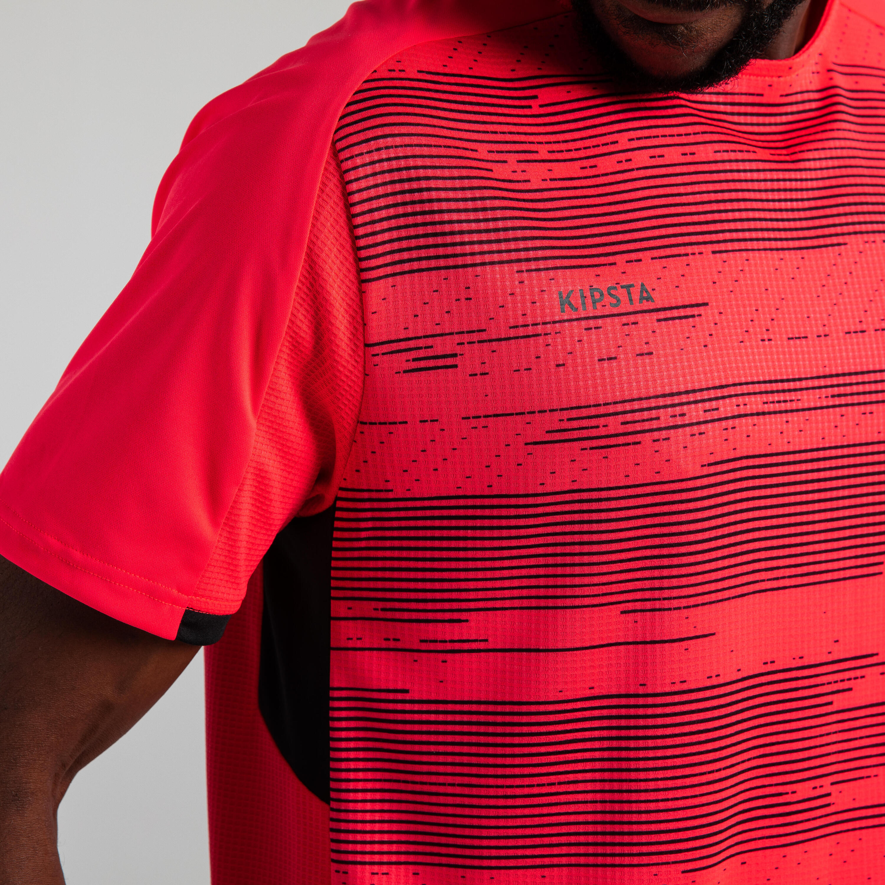 Short-Sleeved Football Shirt Viralto Solo - Neon Pink, Black & Grey 6/11