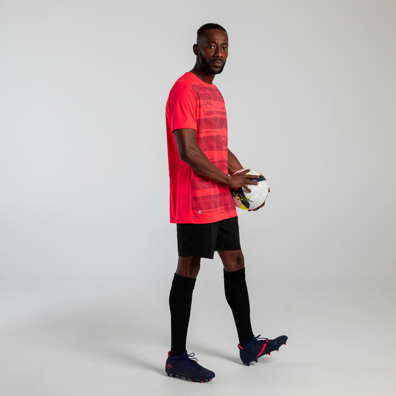 Short-Sleeved Football Shirt Viralto Solo - Neon Pink, Black & Grey