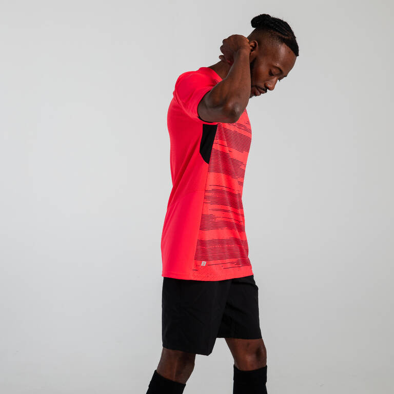 Short-Sleeved Football Shirt Viralto Solo - Neon Pink, Black & Grey