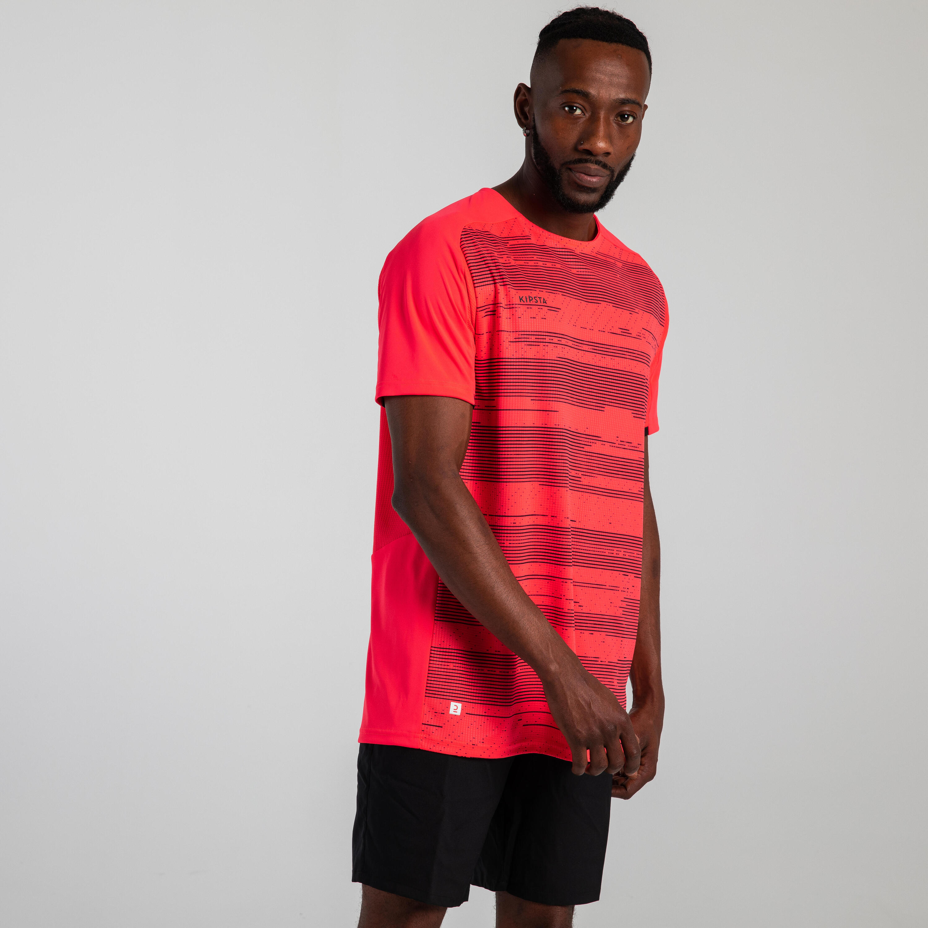 Short-Sleeved Football Shirt Viralto Solo - Neon Pink, Black & Grey 2/11