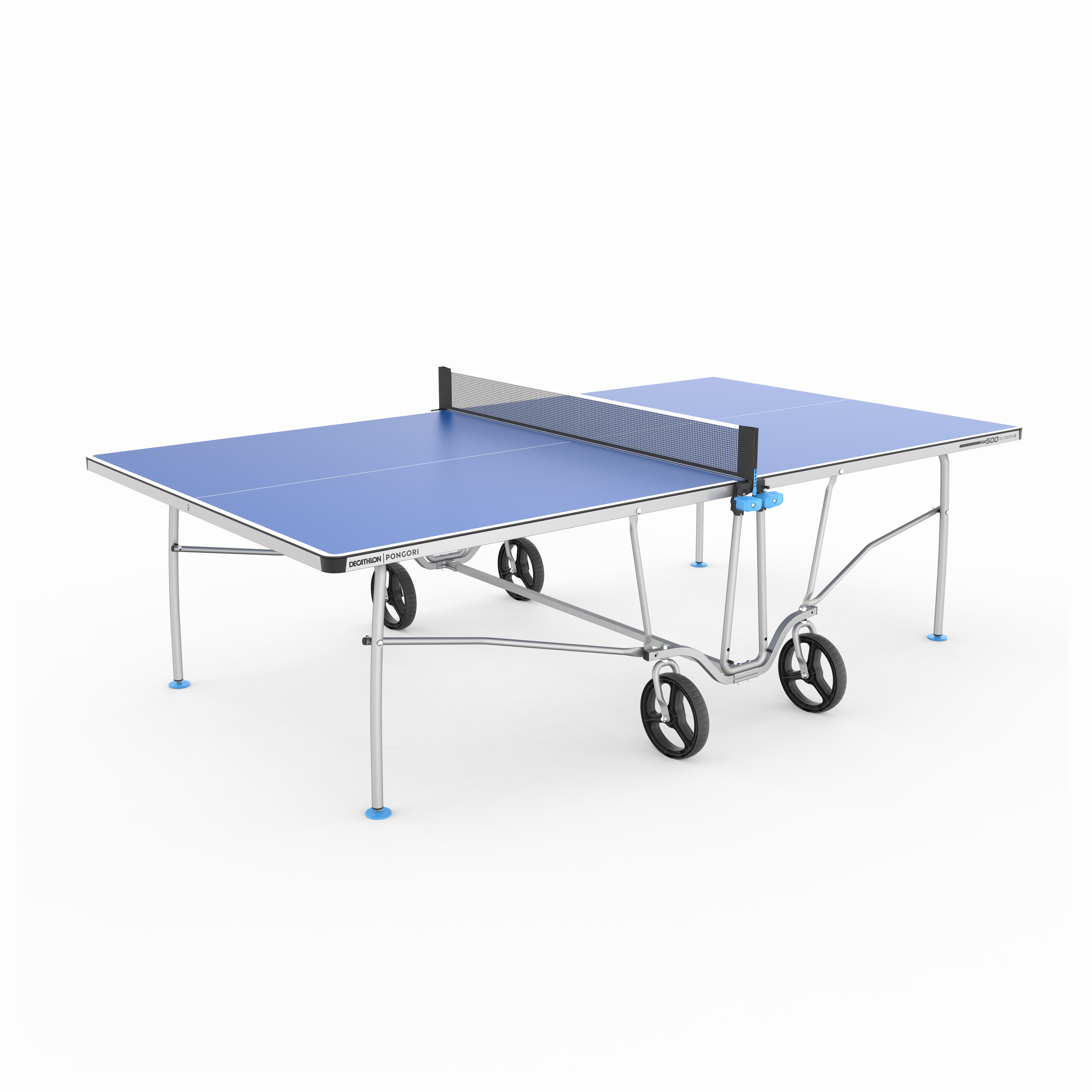 SWEEEK Table de ping pong OUTDOOR bleue - table pliable avec 2 raquettes et  3 balles. pour utilisation extérieure. sport tennis de table pas cher 