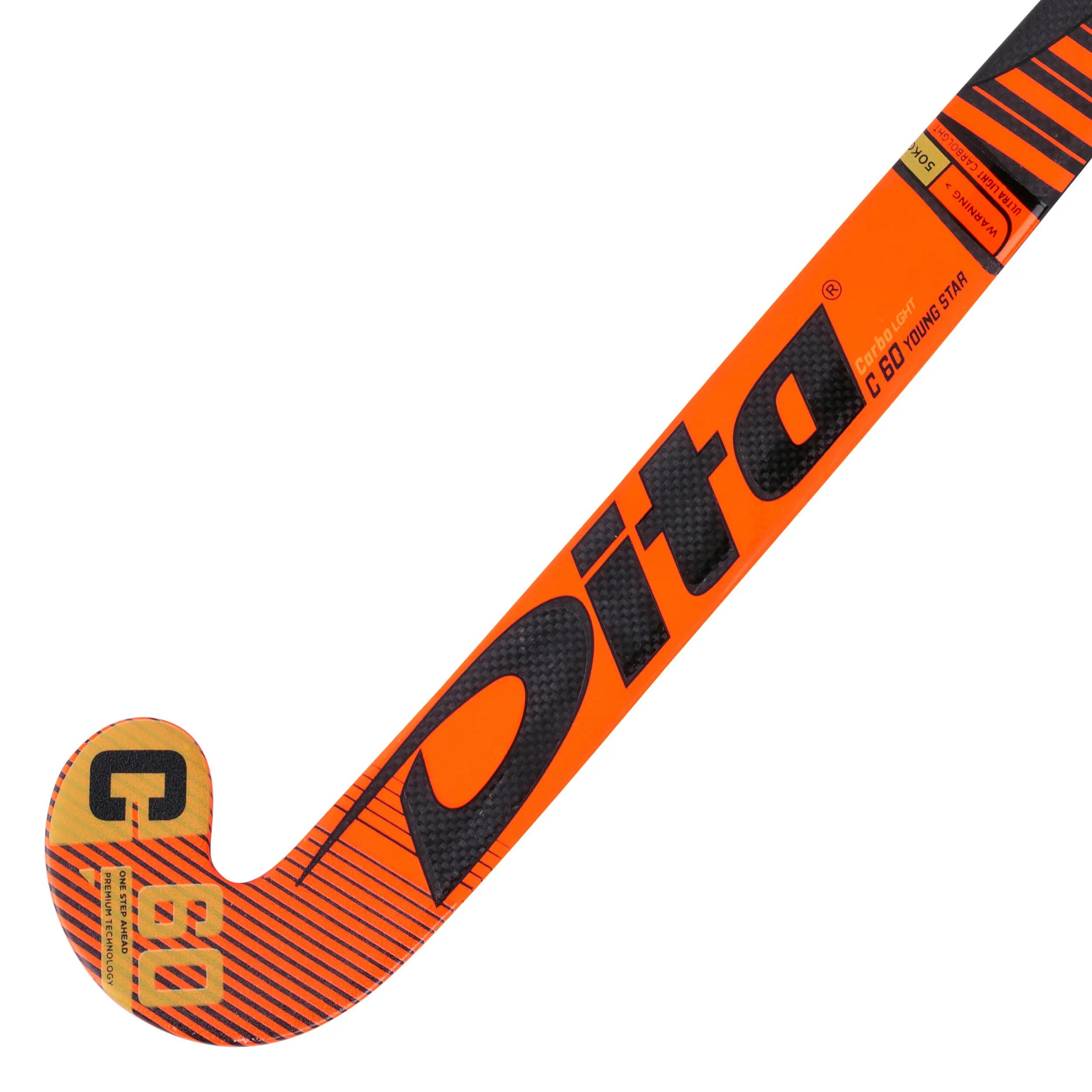 Kids' Advanced 60% Carbon Low Bow Field Hockey Stick Carbotec Light Youngstar C60 - Red 3/12