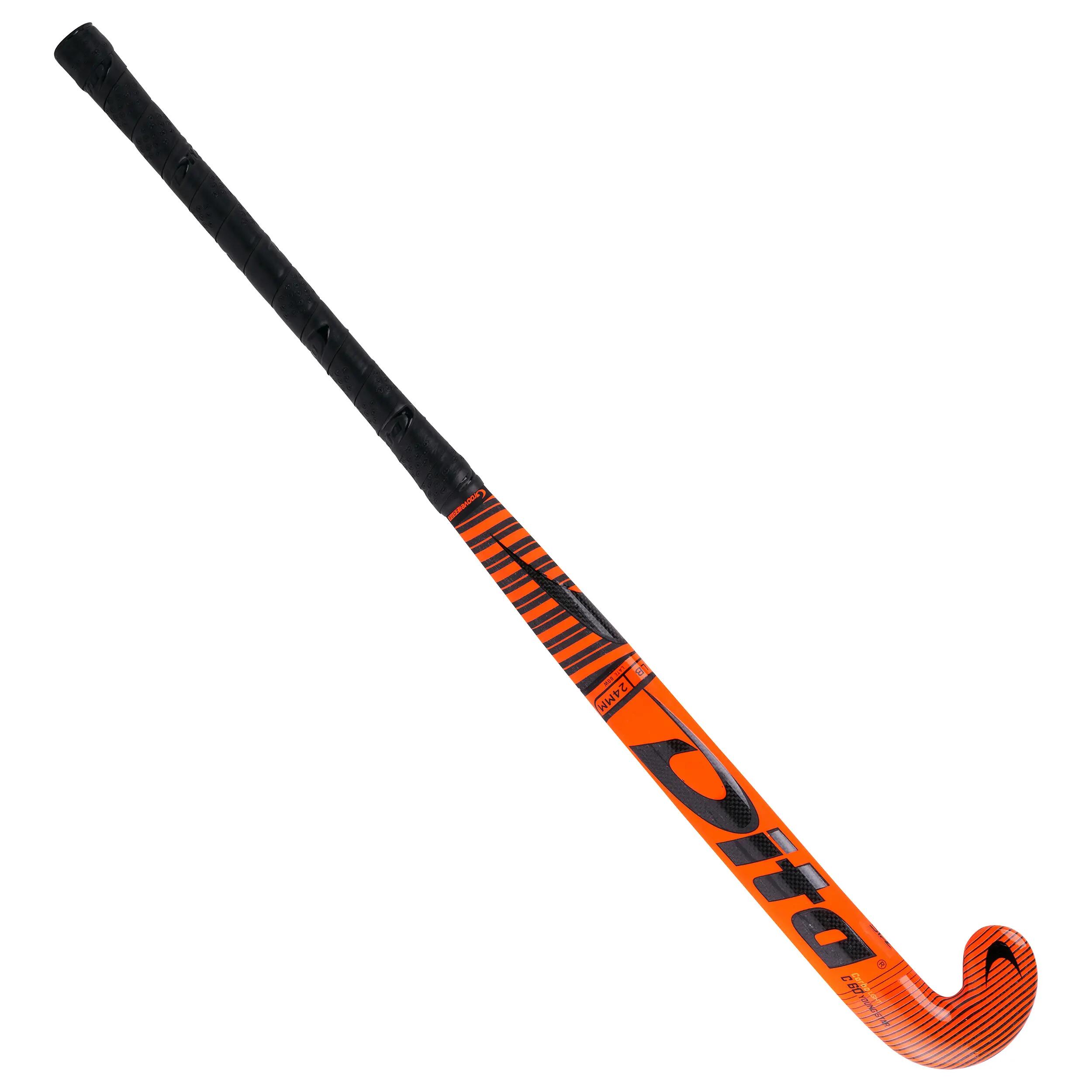 Kids' Advanced 60% Carbon Low Bow Field Hockey Stick Carbotec Light Youngstar C60 - Red 8/12