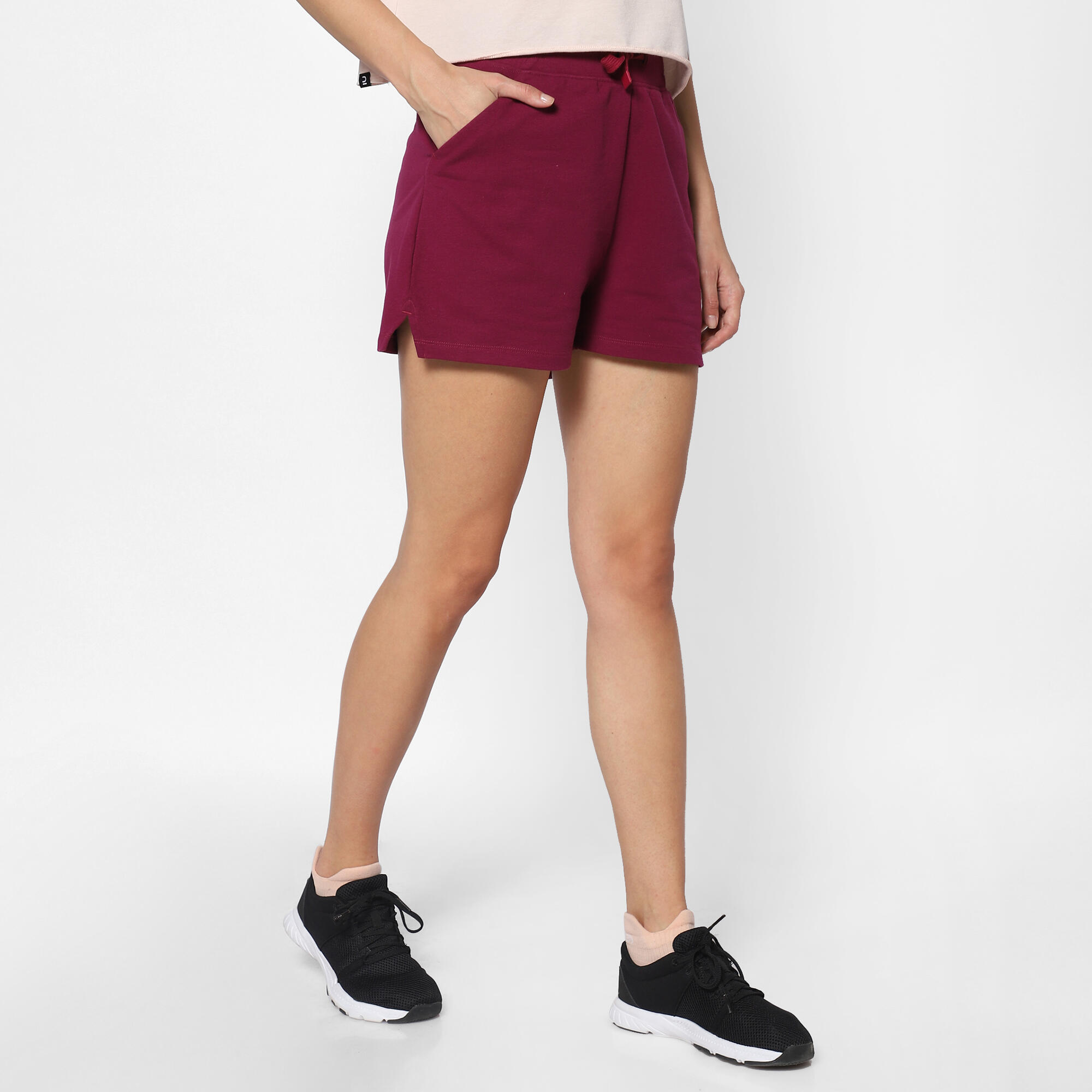 Buy PINK POCKET-DETAIL YOGA SHORTS for Women Online in India