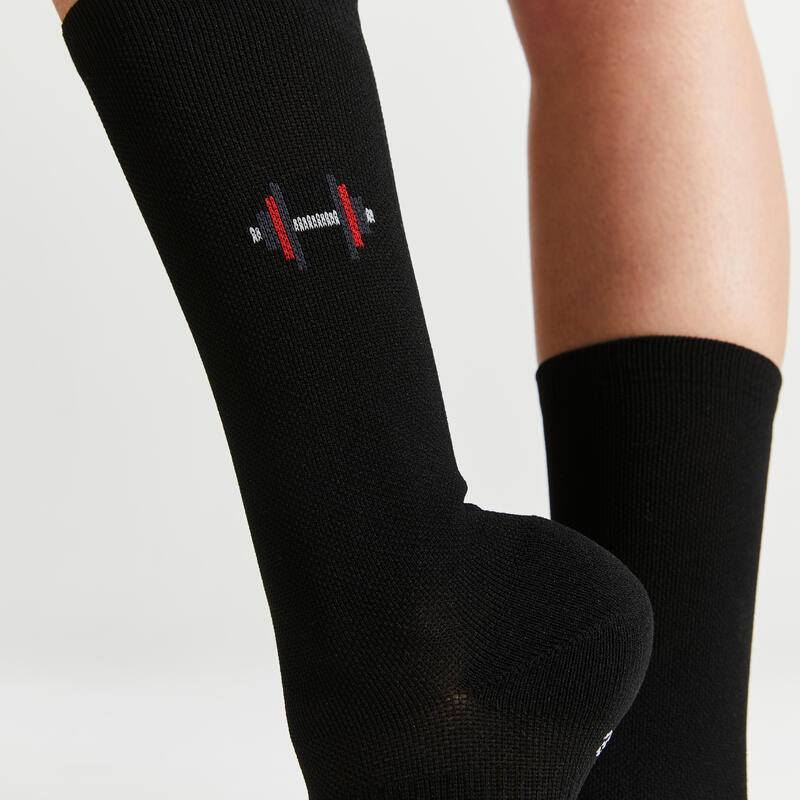 Chaussettes hautes de fitness cardio training x2, blanches