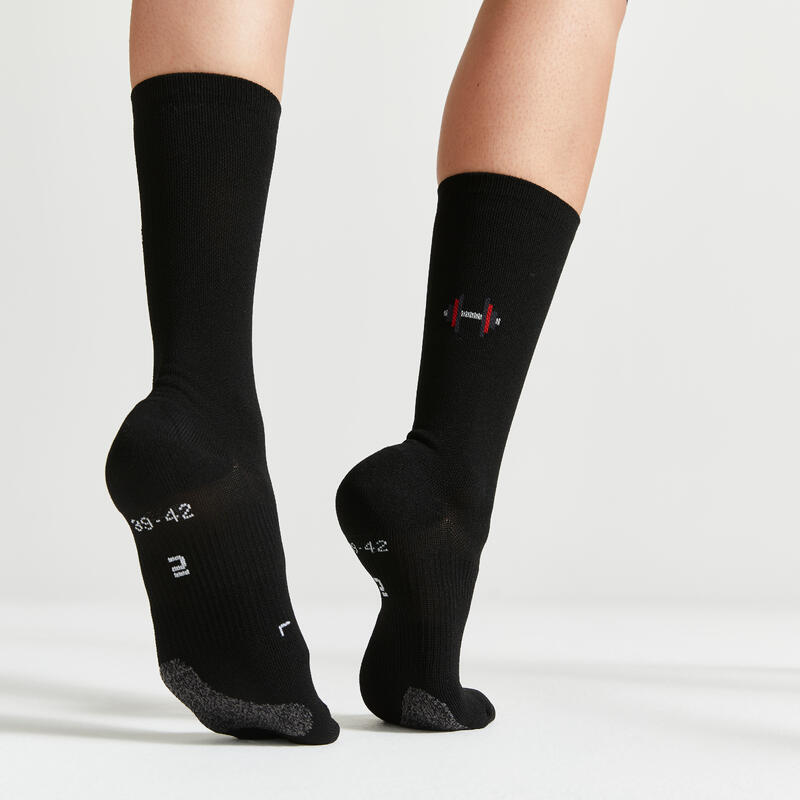 Chaussettes hautes de fitness cardio training x2, blanches