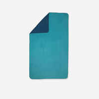 מגבת מיקרופייבר קומפקטית במיוחד דו צדדית גודל XL מידה 110*175 ס"מ - כחול/ירוק