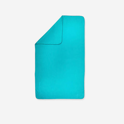 Serviette de bain microfibre à rayures bleu taille L 80 x 130 cm