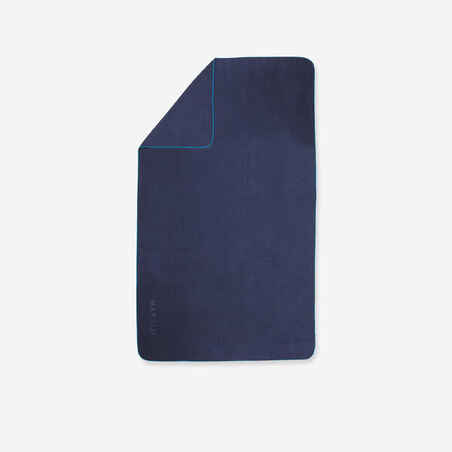 Serviette de bain microfibre à rayures bleu foncé taille XL 110 x 175 cm