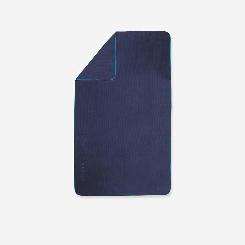 Serviette De Bain Microfibre A Rayures Bleu Foncé Taille XL 110 x 175 cm