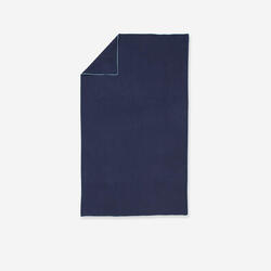 Microvezel badhanddoek maat L 80 x 130 cm geribbeld donkerblauw