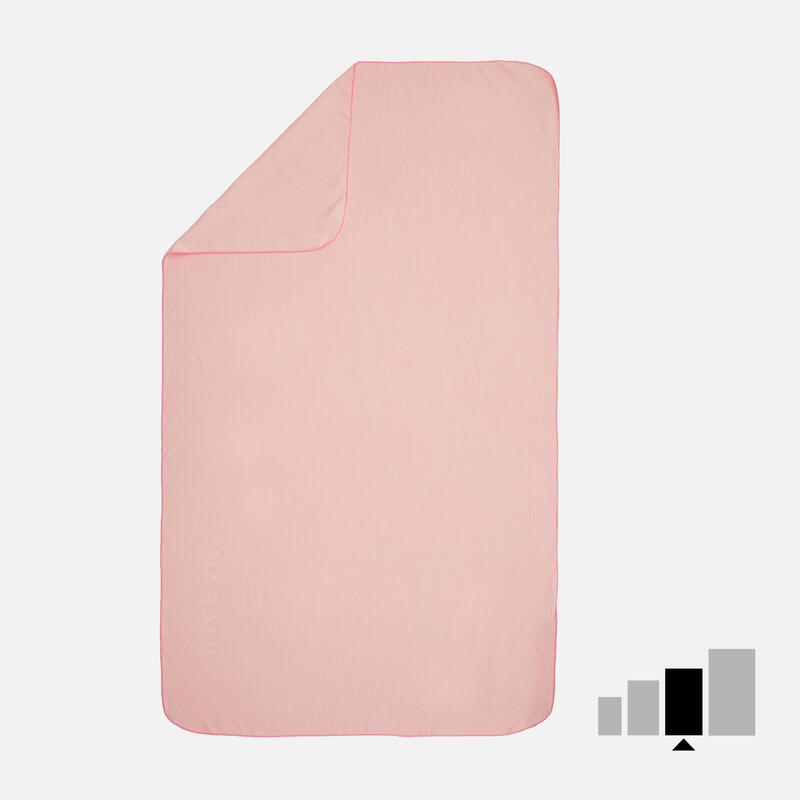 Microvezel handdoek geribbeld donker lichtroze maat XL 110 x 175 cm