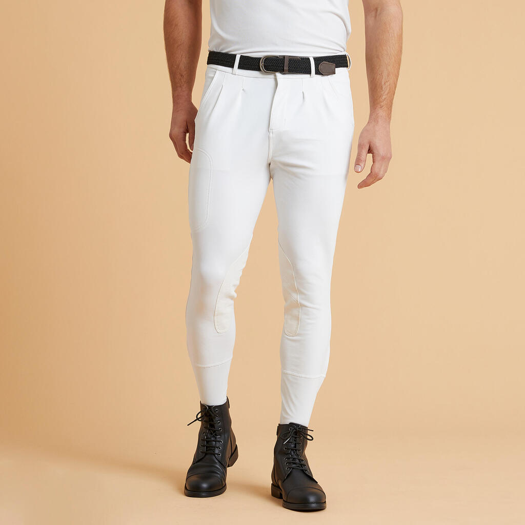 Men's Horse Riding Show Jodhpurs 500 - White