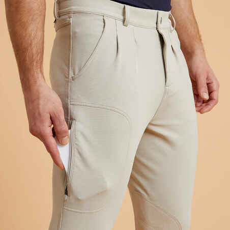 Pantalón Equitación 500 Hombre Beige