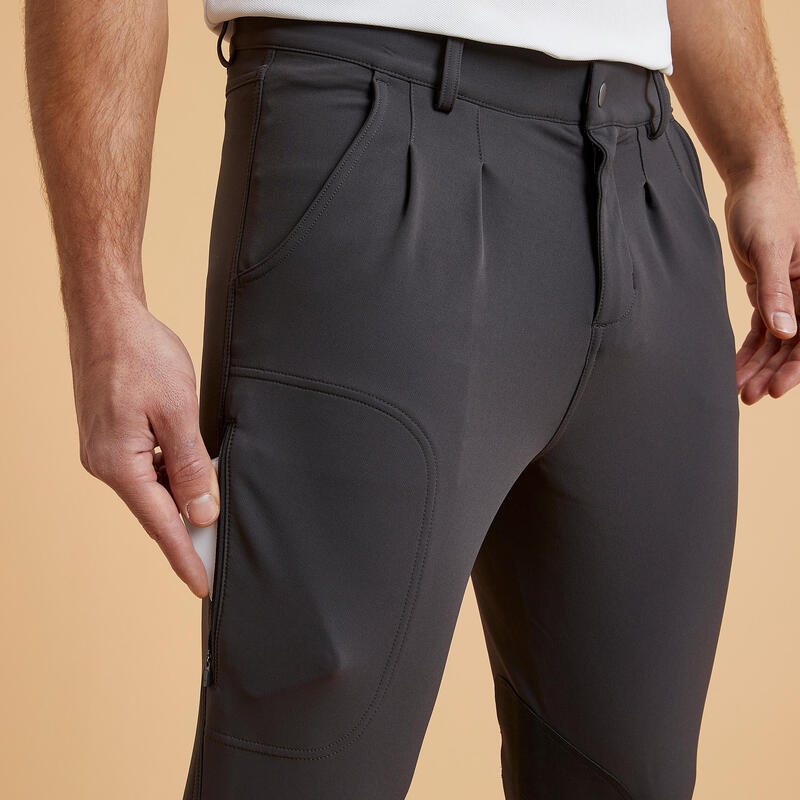 Pantalón Equitación 500 Hombre Gris Oscuro