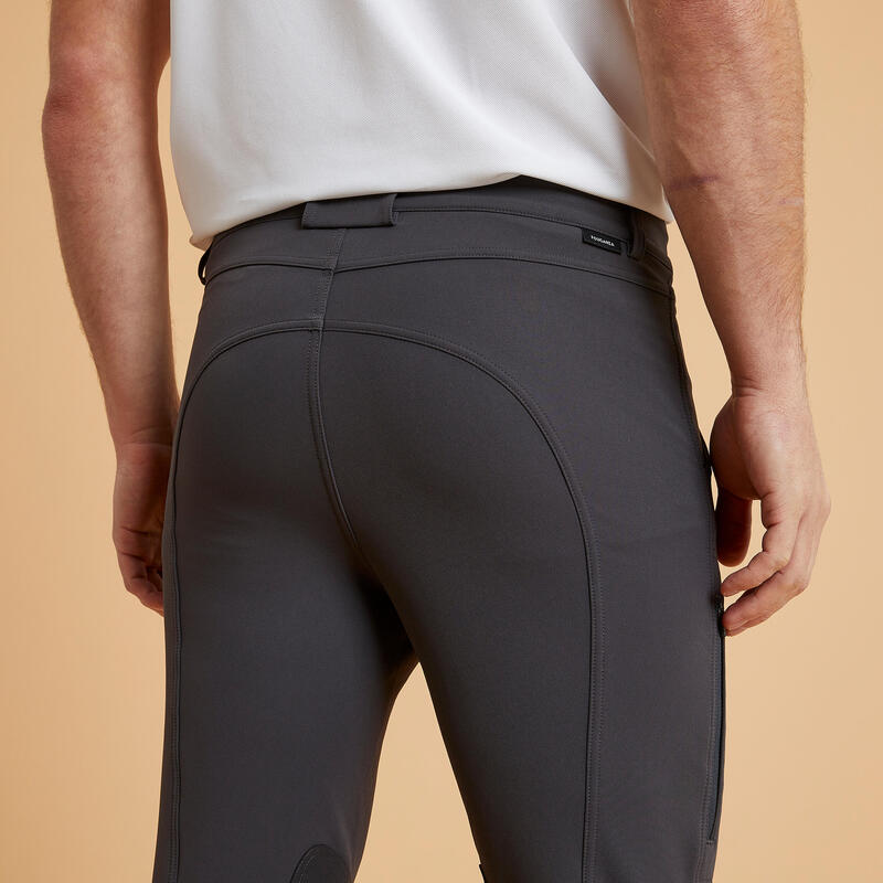 Pantalón Equitación 500 Hombre Gris Oscuro