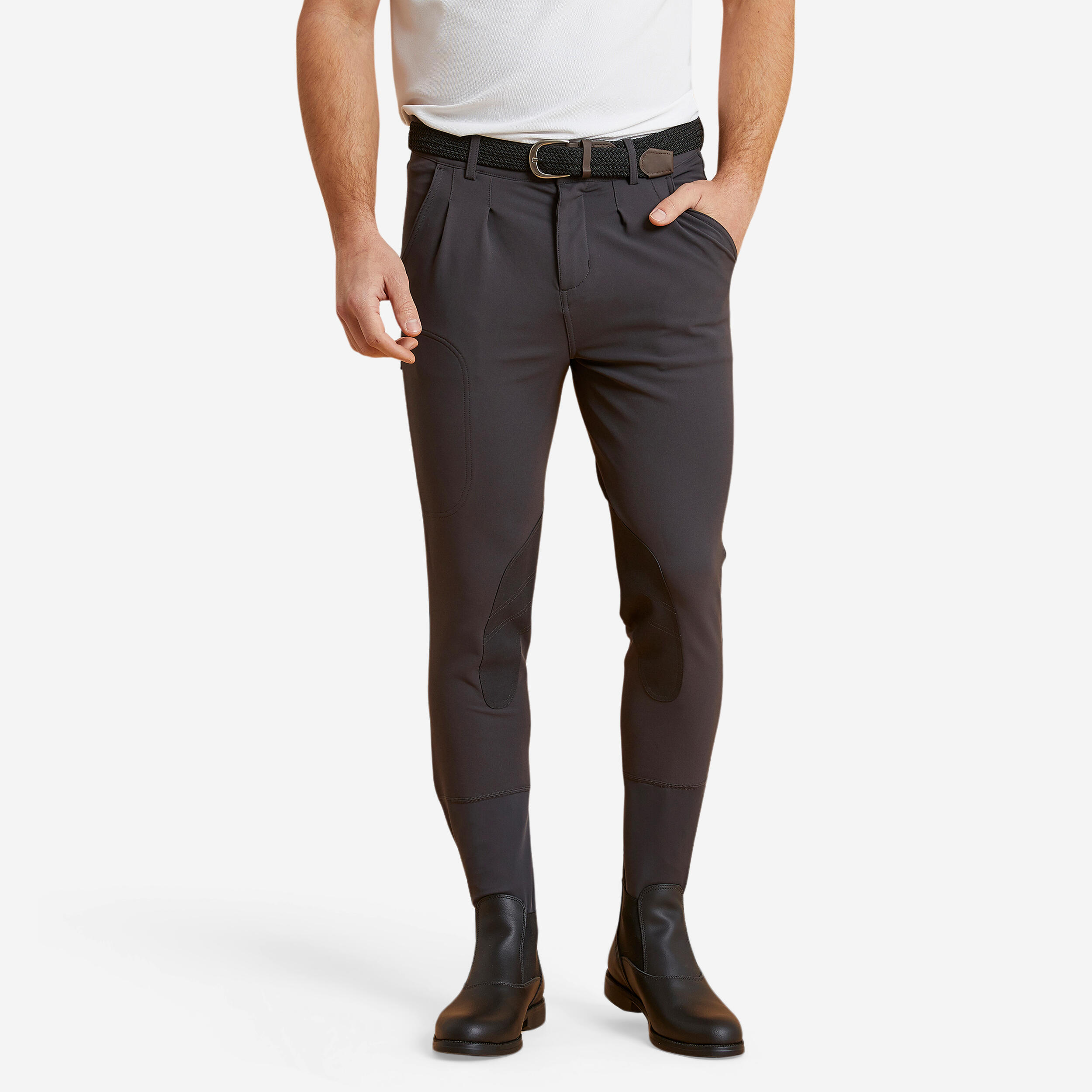 pantalon équitation homme gris foncé 500 - fouganza