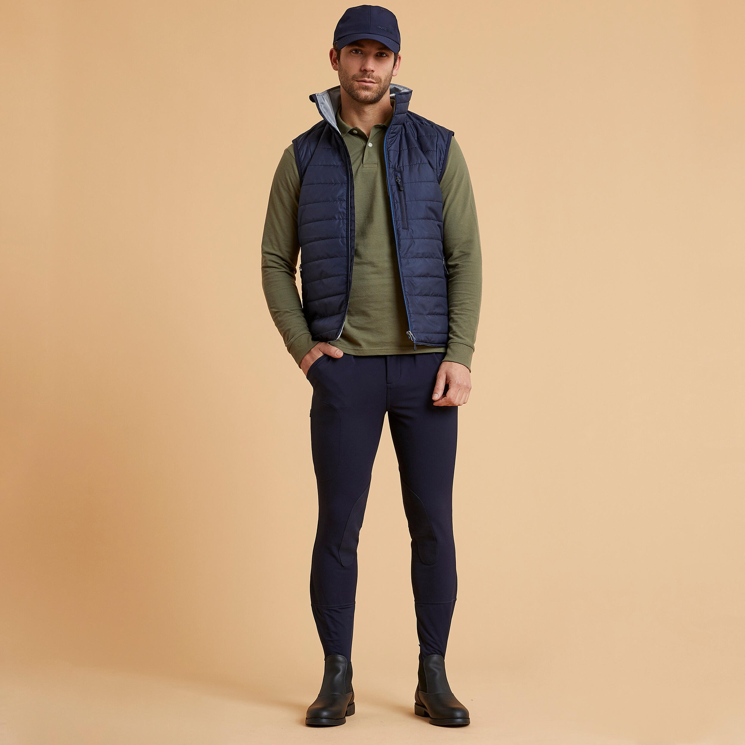 Pantalón Equitación 500 Hombre Azul Marino 4/7