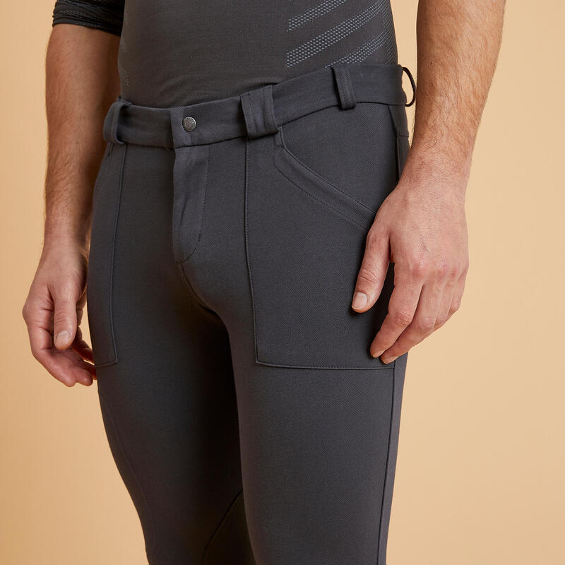 Pantalon chaud équitation homme 140 WARM gris foncé