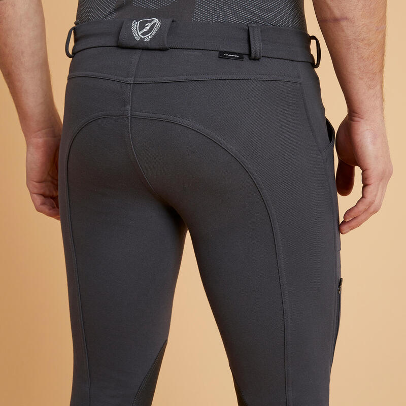 Pantalón equitación fouganza 140 WARM hombre gris oscuro calido