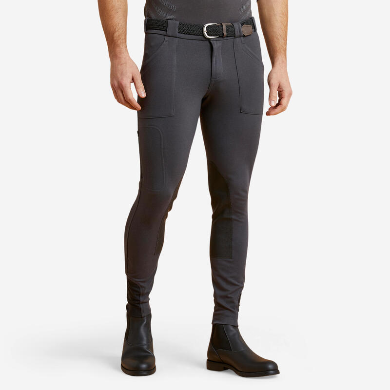 Pantalon chaud équitation WARM homme - 140 gris foncé