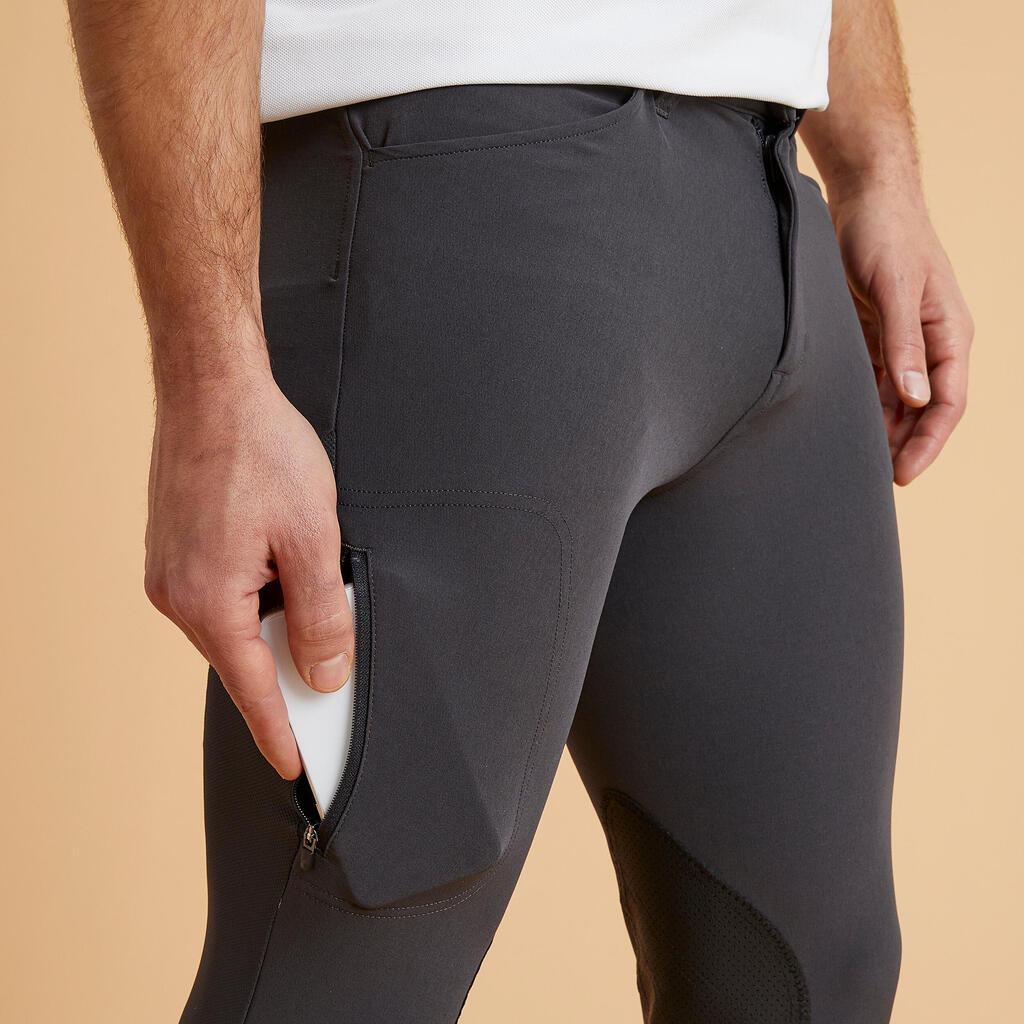 Horse Riding Light Jodhpurs 500 - Grey Mesh