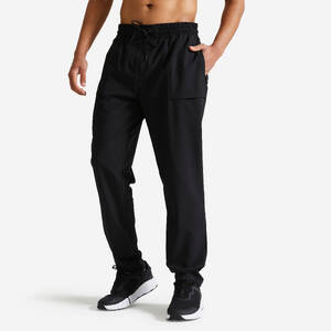 Men Gym Trackpant Convertible, Jog Fit, Quick Dry, Zip Pockets, 500 - Black