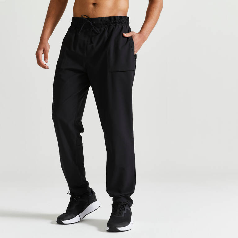 Stretchable, Quick Dry, Zip Pocket,Convetible Jog Fit- Mens Gym Trackpant Black