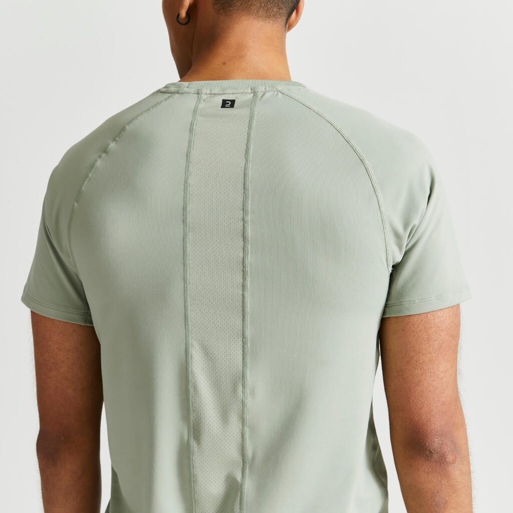 T-shirt de fitness essentiel respirant col rond homme - vert